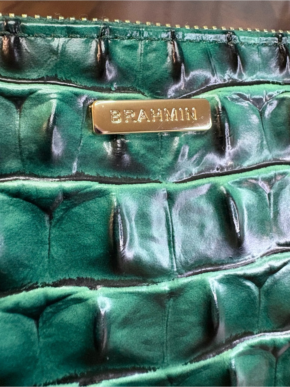 Brahmin EUC Daisy - Emerald - Like New - Back EYE - Rich Green Leather Wristlet - Picture 11 of 16